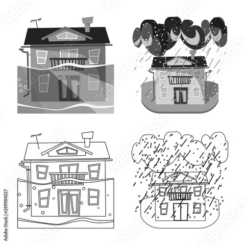 Isolated object of weather and distress symbol. Collection of weather and crash stock symbol for web.