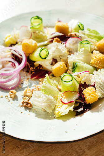 tasty salad in the cafe photo