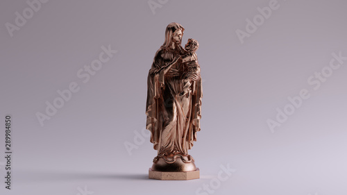 Bronze Mary an Child Statue Front 3d illustration 3d render