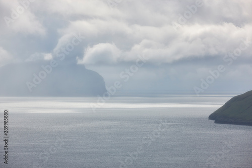 Stormy weather on Faroe islands and atlantic ocean