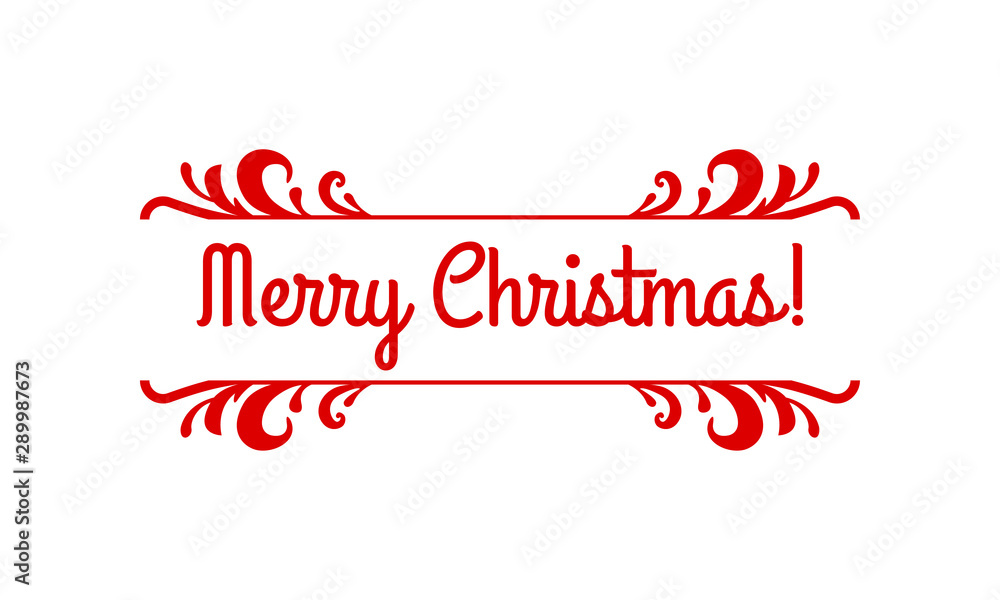 Merry Christmas text. Xmas greeting card or banner template. Vector illustration.