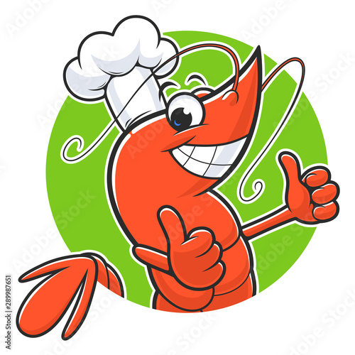 Shrimp cook in circle background