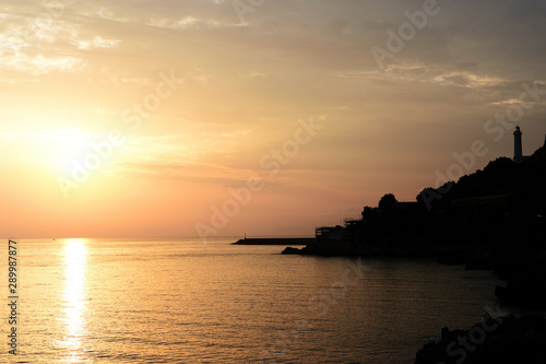 Beautiful sunrise over the sea on the coast of Sicily. Cefalu, Italy © Talulla