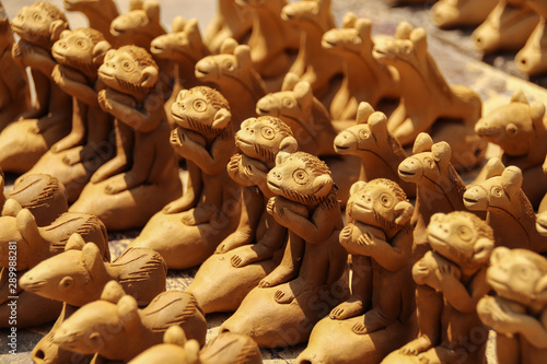 Traditional clay animal sculpture sold as souvenirs in Thanh Ha Pottery Village in Hoi An  Vietnam