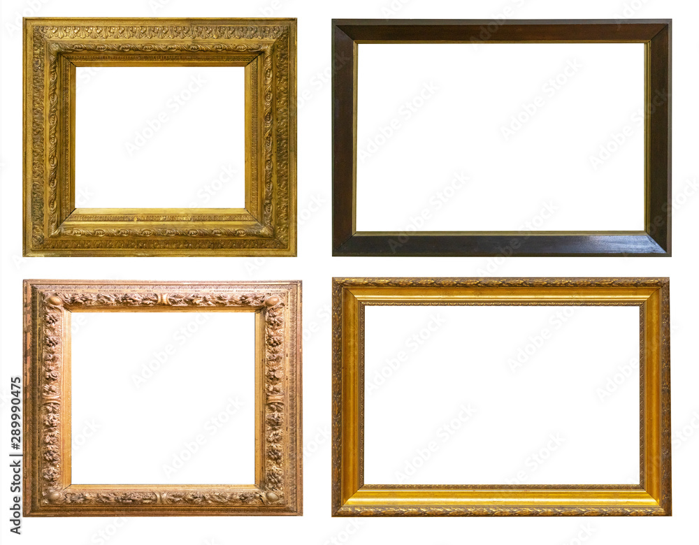 Set of antique picture frames isolated on white background Set of antique picture frames isolated on white background