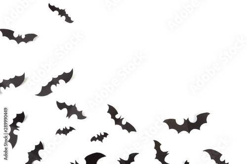 Halloween paper decorations on white background. Halloween concept. Flat lay, top view, copy space - Image