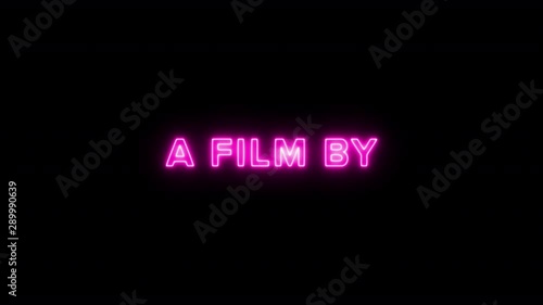 A glowing pink neon animation of movie credits (one for each of the professionals involved). Vaporwave vibes. photo