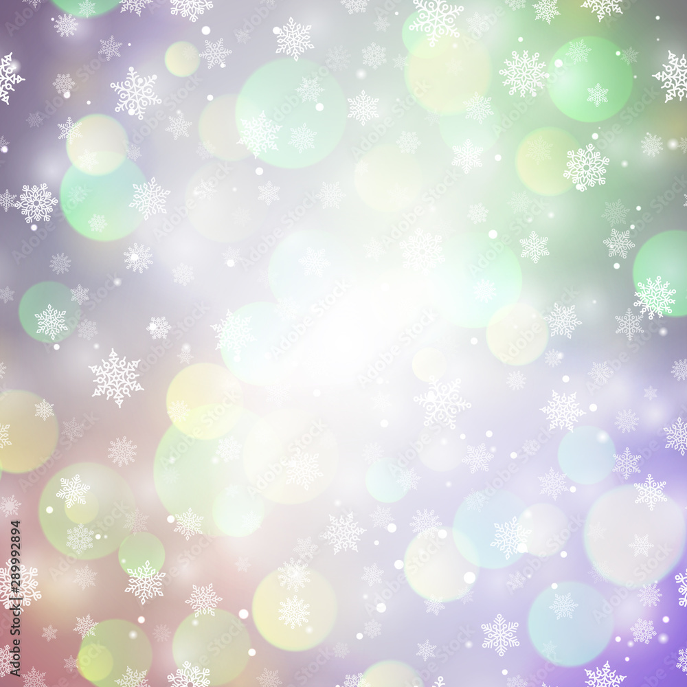 Magic winter glitter backgrounds with falling snow. White snowflakes with bokekh on light blurred backdrop. Template for Happy New Year and Merry Christmas holidays congratulation vector illustration. Magic winter glitter backgrounds with falling snow. White snowflakes with bokekh on light blurred backdrop. Template for Happy New Year and Merry Christmas holidays congratulation vector illustration.