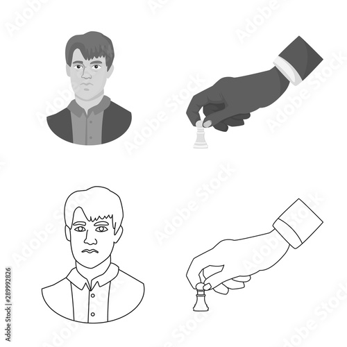 Vector illustration of checkmate and thin sign. Set of checkmate and target stock symbol for web.