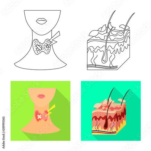 Vector illustration of medical and pain sign. Collection of medical and disease stock vector illustration.