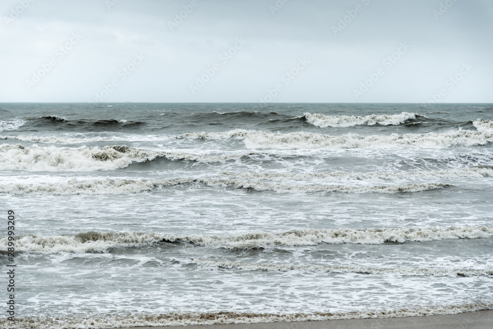 close up of dark waves in the bad weather, nature background