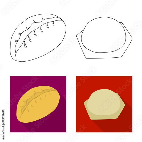 Vector design of products and cooking logo. Set of products and appetizer stock vector illustration.