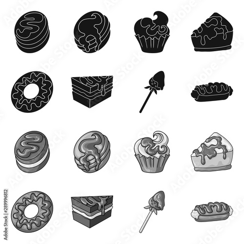 Vector design of confectionery and culinary logo. Collection of confectionery and product stock vector illustration.