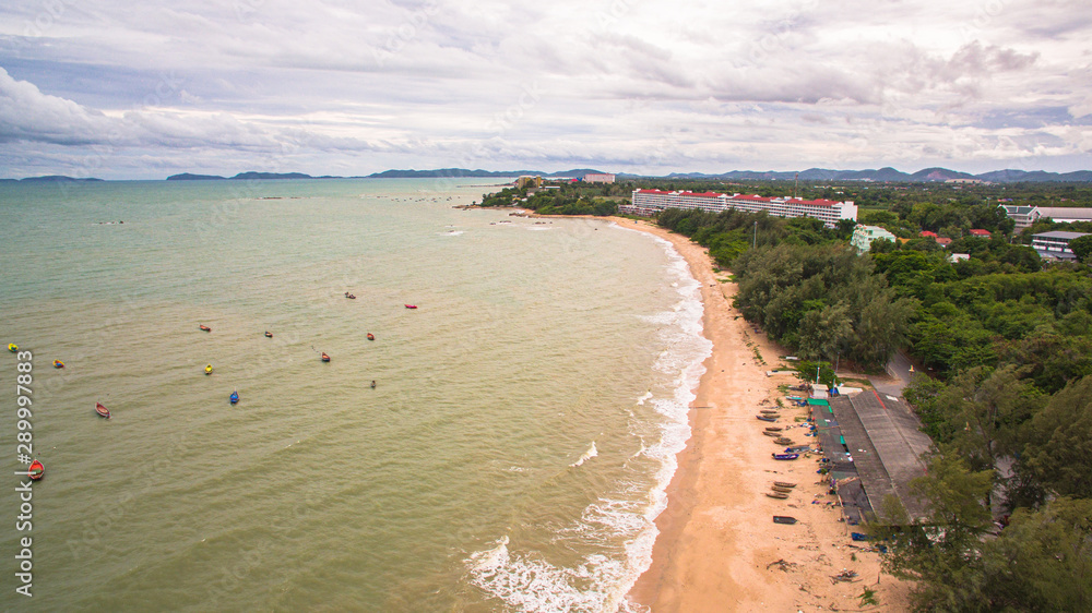 aerial view Payoon beach in Rayong province Thailand