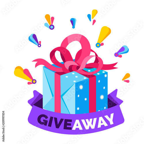 Gift box, giveaway isolated icon, social media or website