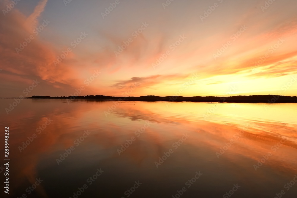 coucher de soleil sur le bassin d'Arcachon