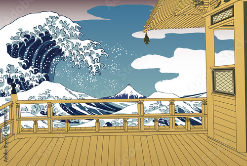 神奈川沖浪裏＆建物
