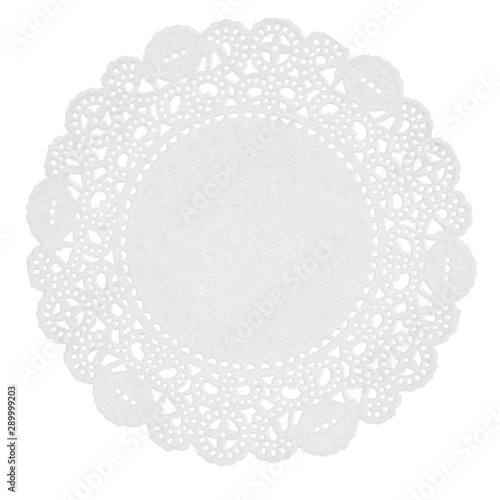 Lacy white paper napkin isolated on white background