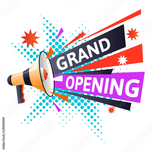 Marketing business, grand opening isolated icon, bullhorn