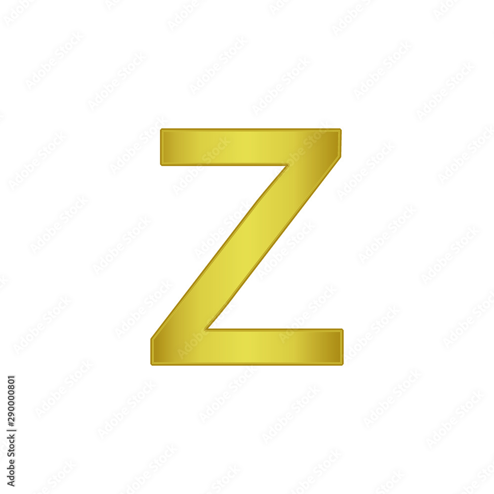 Fototapeta premium letter Z. Golden letters, small gold letter of alphabet. vector