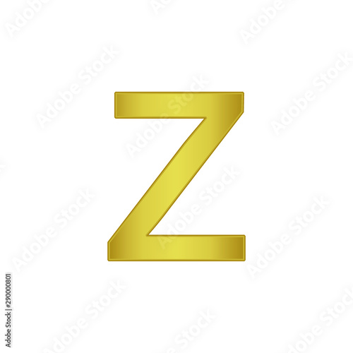 letter Z. Golden letters, small gold letter of alphabet. vector