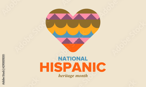 National Hispanic Heritage Month in September and October. Hispanic and Latino Americans culture. Celebrate annual in United States. Poster, card, banner and background. Vector illustration