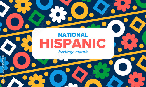 National Hispanic Heritage Month in September and October. Hispanic and Latino Americans culture. Celebrate annual in United States. Poster, card, banner and background. Vector illustration