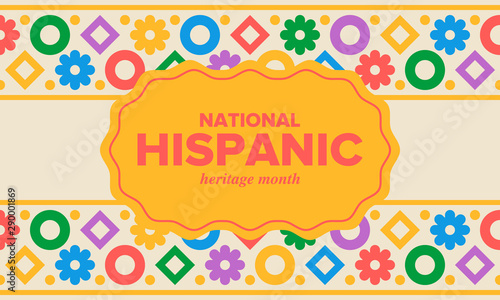 National Hispanic Heritage Month in September and October. Hispanic and Latino Americans culture. Celebrate annual in United States. Poster, card, banner and background. Vector illustration