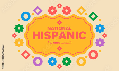 National Hispanic Heritage Month in September and October. Hispanic and Latino Americans culture. Celebrate annual in United States. Poster, card, banner and background. Vector illustration