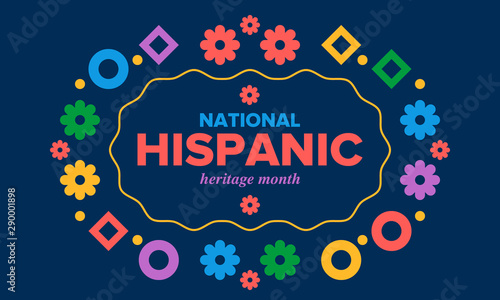 National Hispanic Heritage Month in September and October. Hispanic and Latino Americans culture. Celebrate annual in United States. Poster, card, banner and background. Vector illustration