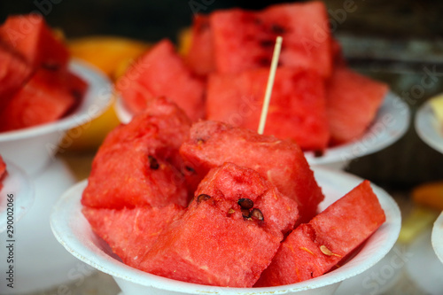 Sliced water melon in a cup, Sliced red fruits