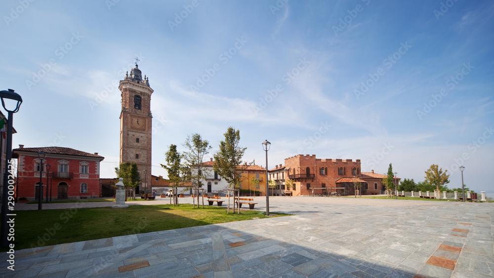 Fototapeta premium La Morra, Piedmont, Italy. Downtown