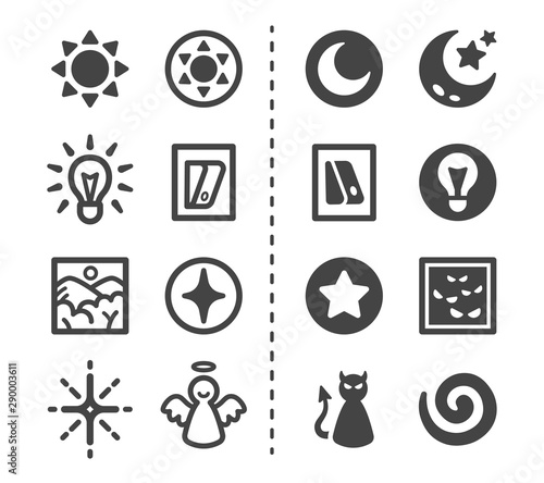 light and dark icon set,vector and illustration