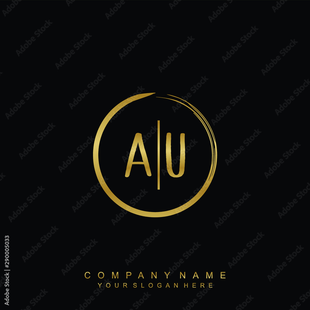 AU initials with a golden circle brush template AU initials with a golden circle brush template