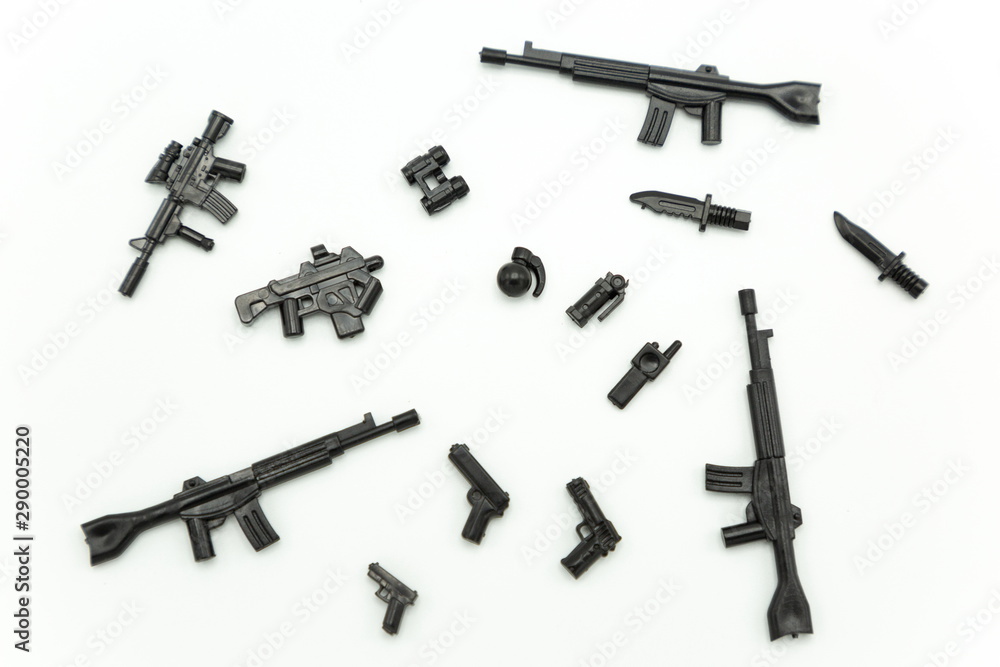weapon plastic children toy on white background . weapon plastic children toy on white background .