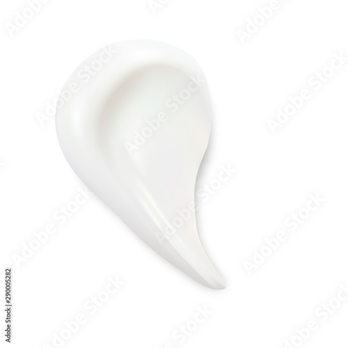 Cosmetic smear. Cream texture stroke. Realistic Foam, lotion moisturizer splash swatch. Vector mockup of soap, shaving mousse or sunscreen balm blob element. Skin creme swirl. Healthy mask