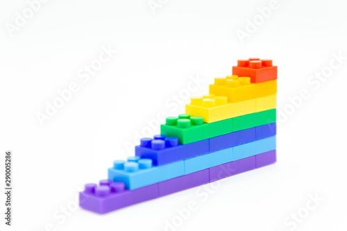 bricks blocks stairs   business concept for increase up trend  plastic toy cube for children .