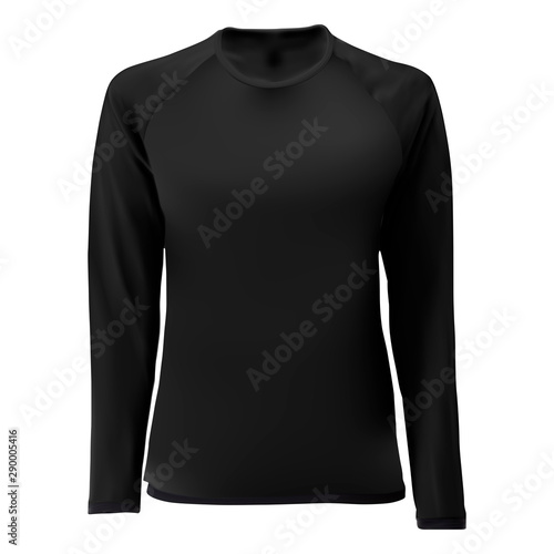 Long sleve t shirt design. Front view vector blank. Women or man tshirt. Soccer undershirt uniform. basketball apparel. Sport clothes illustration. Sportswear clothing mockup for printing. Dark Polo
