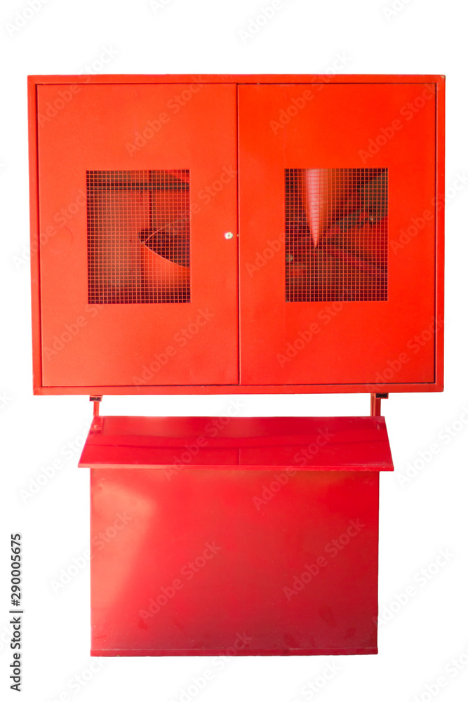 Red fire box for warning and security system. Isolated on white background. Red fire box for warning and security system. Isolated on white background.