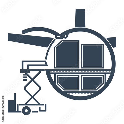 black icon cargo containers loaded into freight aircraft