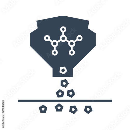 black icon giving granulated chemical fertilizer