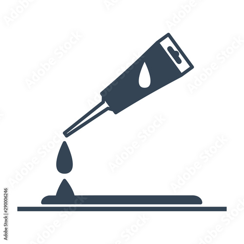 black icon putting glue, sealant from a tube