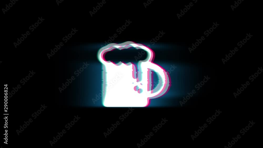 Beer, beer mug, cheers, glass beer Symbol on Glitch Led Screen Retro ...