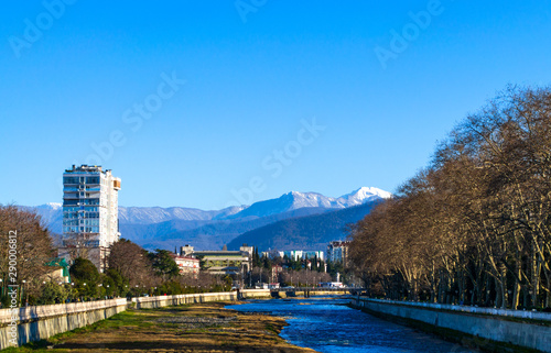 The bed of a mountain river within the city