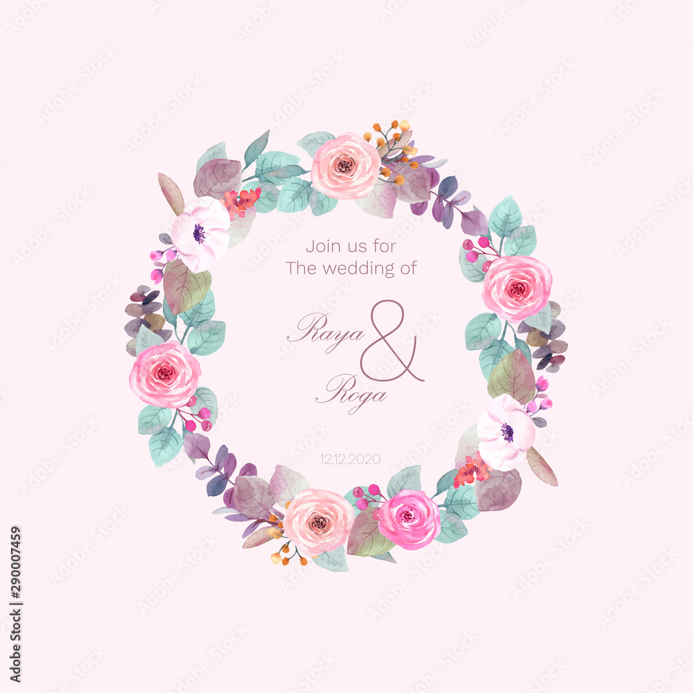 floral frame with flowers wedding card