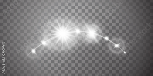 Glow effect stars bursts on transparent background. Light effect. Shining decorative star for art design. Sun light with lens flare effect. Transparent light effects and flares