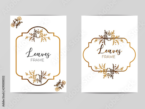 Luxury Golden Modern Geometric Floral Frame for Invite, wedding, certificate