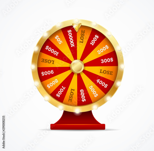 Realistic 3d Detailed Casino Fortune Wheel. Vector