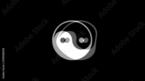 Yin Yang Taoism buddhism daoism religion Icon Old Vintage Twitched Bad Signal Screen Effect 4K Animation. Twitch, Noise, Glitch Loop with Alpha Channel. photo