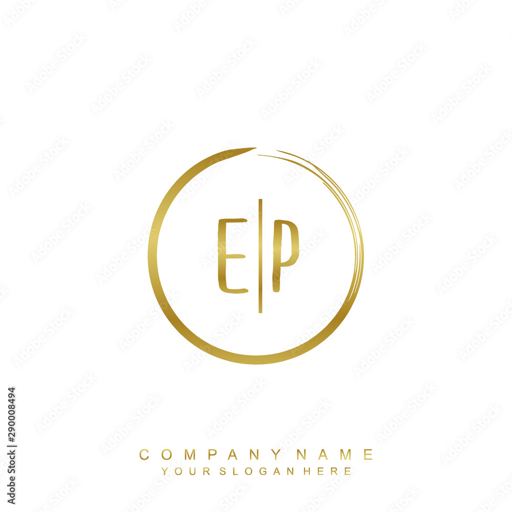 EP initials with a golden circle brush template EP initials with a golden circle brush template